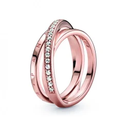 Anneau Triple Pavé Croisé Signature Pandora