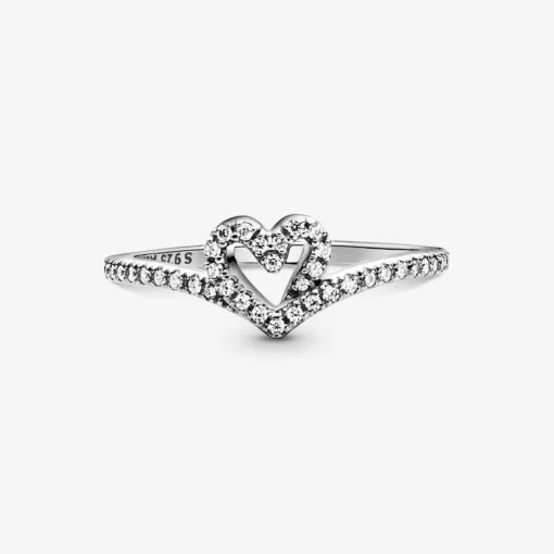 Bague Chevron Cœur Vœu Scintillant Pandora Timeless