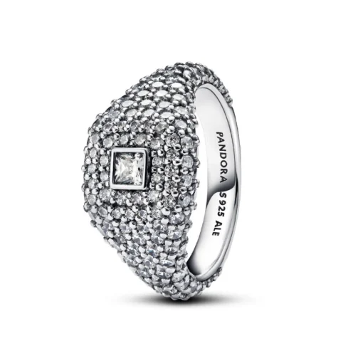 Bague Cocktail Carré et Pavé