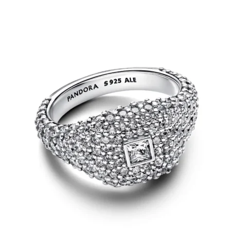 Bague Cocktail Carré et Pavé