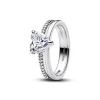 Bague Cœur Anneau Double Argent