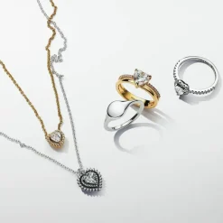 Bague Cœur Anneau Double Doré