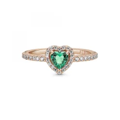 Bague Cœur Surélevé & cristal vert Pandora Timeless