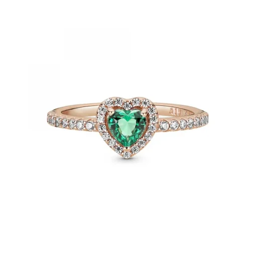 Bague Cœur Surélevé & cristal vert Pandora Timeless