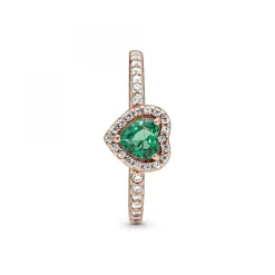 Bague Cœur Surélevé & cristal vert Pandora Timeless
