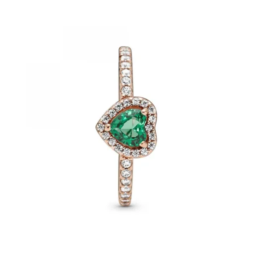 Bague Cœur Surélevé & cristal vert Pandora Timeless