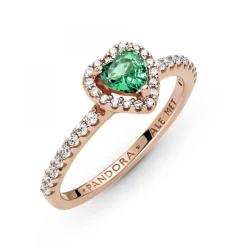 Bague Cœur Surélevé & cristal vert Pandora Timeless