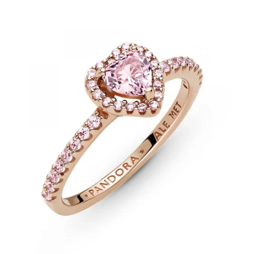 Bague Cœur Surélevé & cristal rose Pandora Timeless