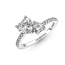 Bague Double Pandora Timeless - Cœur Scintillant