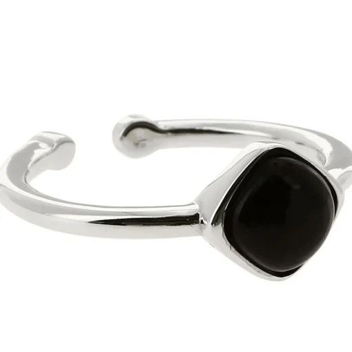 Bague Ella Argenté Pierre Noir