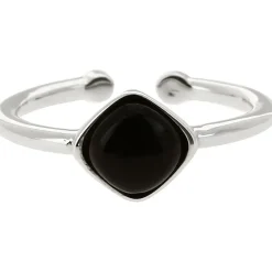 Bague Ella Argenté Pierre Noir