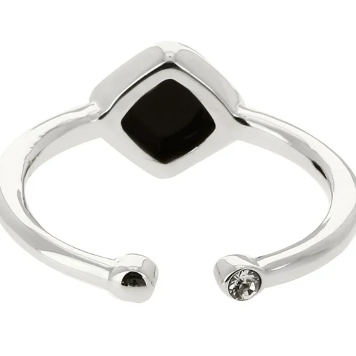 Bague Ella Argenté Pierre Noir