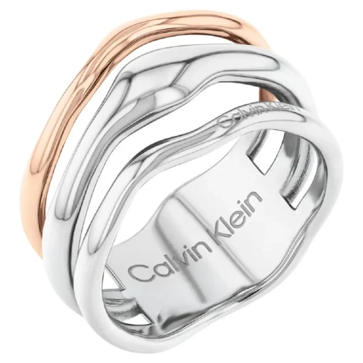 Bague femme Calvin Klein Bijoux CK Wavy Sculptural - 35000651 Acier Doré Rose