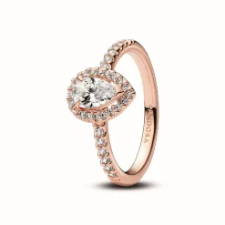 Bague Halo Poire Scintillant Rose