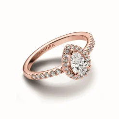 Bague Halo Poire Scintillant Rose