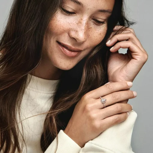 Bague Halo Poire Scintillant Rose
