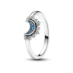 Bague Lune Scintillante Bleu Céleste