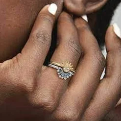 Bague Lune Scintillante Bleu Céleste