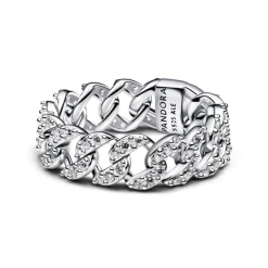 Bague Maille Cubaine Pavée
