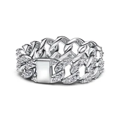 Bague Maille Cubaine Pavée