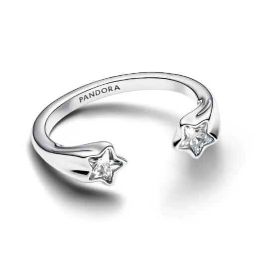 Bague Ouverte Étoiles Filantes Argent