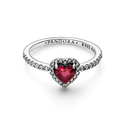 Bague Pandora - Cœur Surélevé Rouge Scintillant