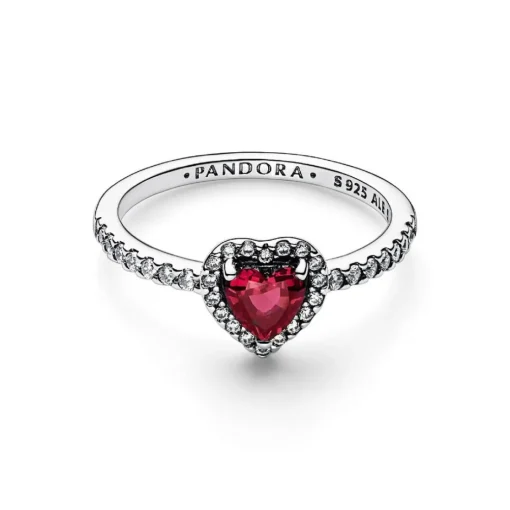 Bague Pandora - Cœur Surélevé Rouge Scintillant