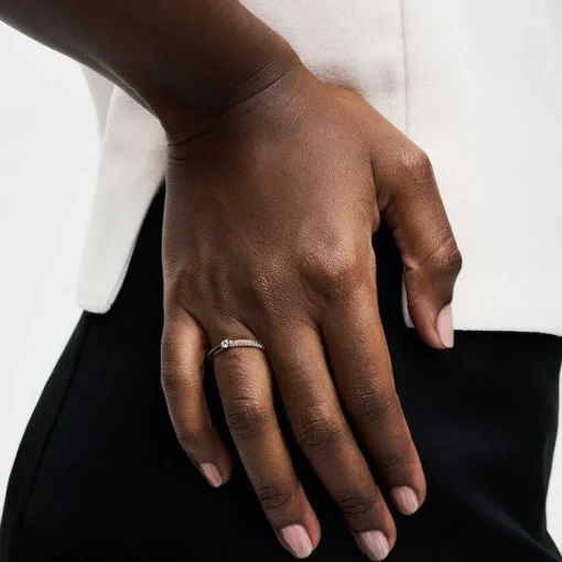 Bague Pandora ME - Anneau Double Noir et Pavé