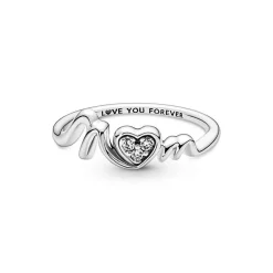 Bague Pandora Moments - Cœur Pavé Mom