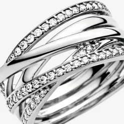 Bague Pandora Timeless lignes brillantes et scintillantes