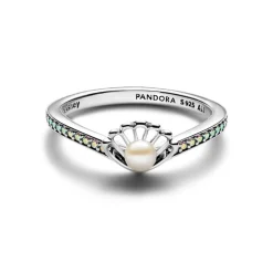 Bague Perle de Culture d’Eau Douce Traitée Princesse Disney Arielle Coquillage