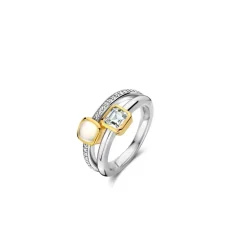Bague Ti Sento - 12326MW Argent Rhodié Multi Joncs Pierres Synthétiques Mop Et Oxyde De Zirconium