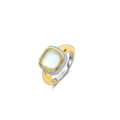 Bague Ti Sento - 12330MW Argent Doré Et Doublé Nacre Carré Serti D'Oxydes De Zirconium