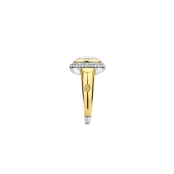 Bague Ti Sento - 12330MW Argent Doré Et Doublé Nacre Carré Serti D'Oxydes De Zirconium