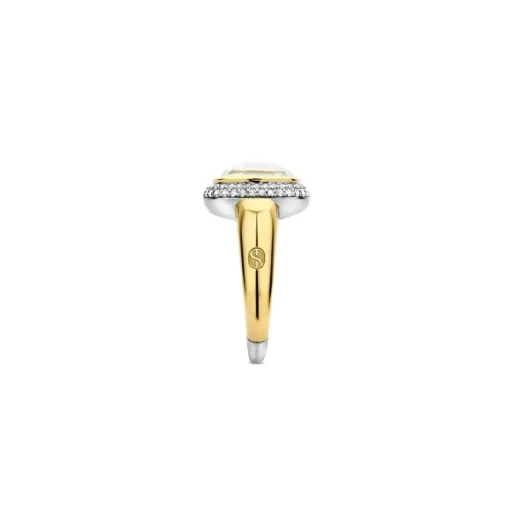 Bague Ti Sento - 12330MW Argent Doré Et Doublé Nacre Carré Serti D'Oxydes De Zirconium