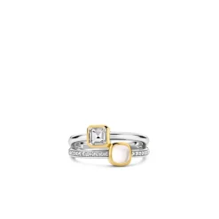 Bague Ti Sento - 12326MW Argent Rhodié Multi Joncs Pierres Synthétiques Mop Et Oxyde De Zirconium