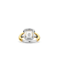 Bague Ti Sento - 12330MW Argent Doré Et Doublé Nacre Carré Serti D'Oxydes De Zirconium