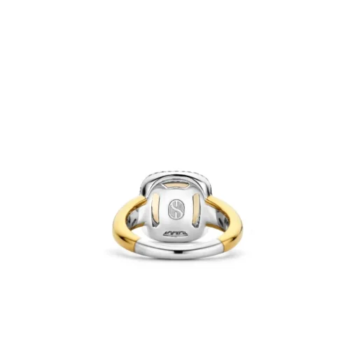 Bague Ti Sento - 12330MW Argent Doré Et Doublé Nacre Carré Serti D'Oxydes De Zirconium