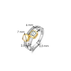 Bague Ti Sento - 12326MW Argent Rhodié Multi Joncs Pierres Synthétiques Mop Et Oxyde De Zirconium