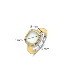 Bague Ti Sento - 12330MW Argent Doré Et Doublé Nacre Carré Serti D'Oxydes De Zirconium