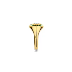 Bague Ti Sento - 12335TQ Argent Doré Forme Chevalière Fond Turquoise Et Soleil
