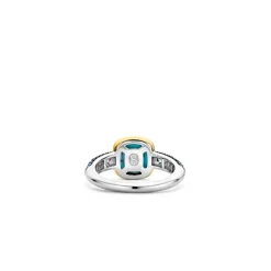 Bague Ti Sento - 12331TQ Argent Doré Et Pierre Synthétique Turquoise Carrée Et Pavage Bleu