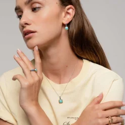Bague Ti Sento - 12331TQ Argent Doré Et Pierre Synthétique Turquoise Carrée Et Pavage Bleu