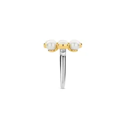 Bague Ti Sento - 12325YP Argent Doré Perles Synthétiques Et Oxyde De Zirconium Carré PM