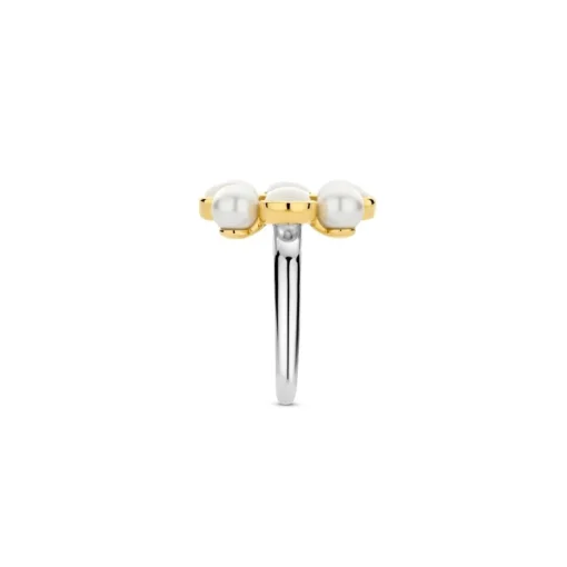 Bague Ti Sento - 12325YP Argent Doré Perles Synthétiques Et Oxyde De Zirconium Carré PM