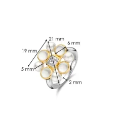 Bague Ti Sento - 12325YP Argent Doré Perles Synthétiques Et Oxyde De Zirconium Carré PM