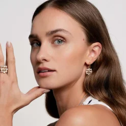 Bague Ti Sento - 12325YP Argent Doré Perles Synthétiques Et Oxyde De Zirconium Carré PM