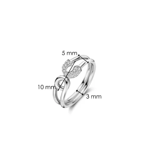 Bague Ti Sento - 12333ZI Argent Rhodié Forme Épingle Pavée