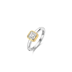 Bague Ti Sento - 12328ZY Argent Doré Et Oxyde De Zirconium Carré
