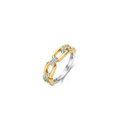 Bague Ti Sento - 12321ZY Argent Doré Liens Carrés Et Pavé